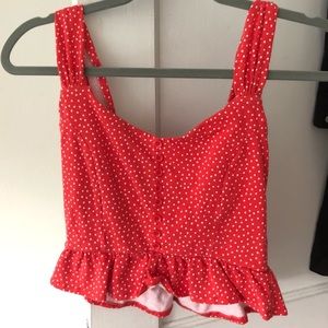 Red & White dotted tank top